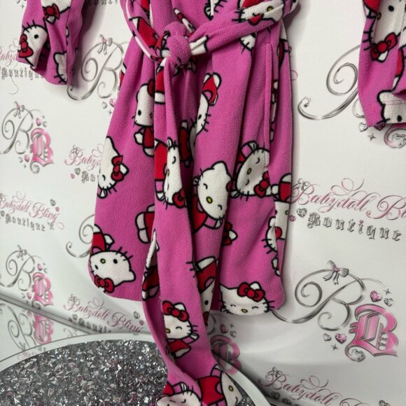 Hello kitty robe 2007 vintage dead stock fleece pink waist tie belt pockets - Picture 7 of 8